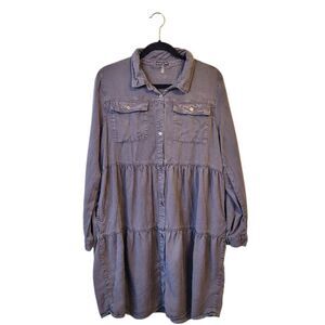 Elliott & Vine Women's Charcoal Tiered Shirt Dress Size XL